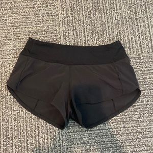 Lululemon Black Speed Up shorts. Barely worn, size 2, 2.5”. In great condition!